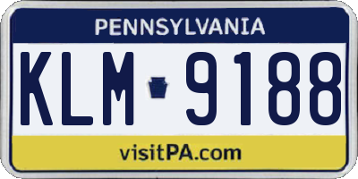 PA license plate KLM9188