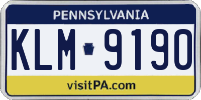 PA license plate KLM9190