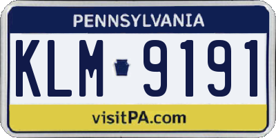 PA license plate KLM9191
