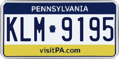 PA license plate KLM9195