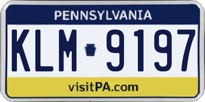 PA license plate KLM9197