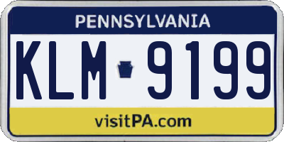 PA license plate KLM9199