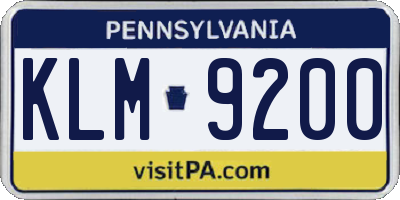 PA license plate KLM9200