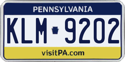 PA license plate KLM9202