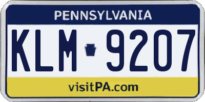 PA license plate KLM9207