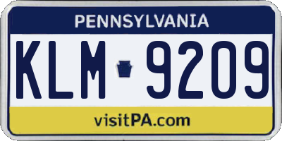 PA license plate KLM9209