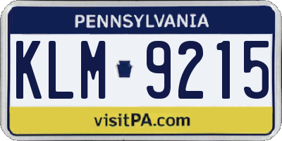 PA license plate KLM9215