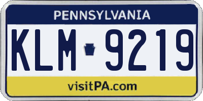 PA license plate KLM9219