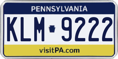 PA license plate KLM9222