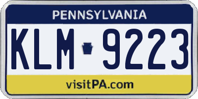 PA license plate KLM9223