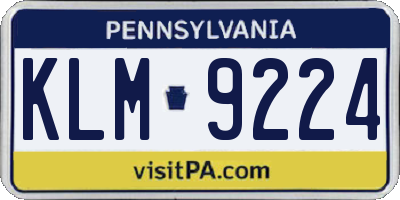 PA license plate KLM9224