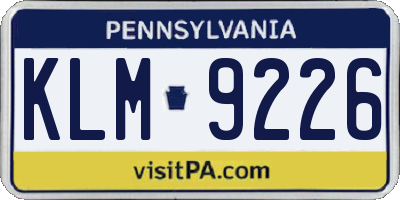 PA license plate KLM9226