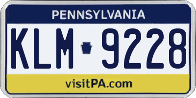 PA license plate KLM9228