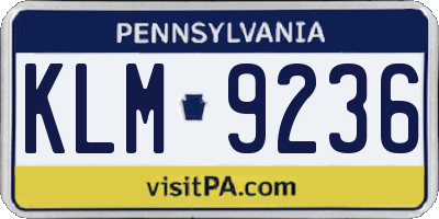 PA license plate KLM9236