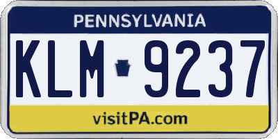 PA license plate KLM9237