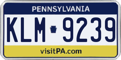 PA license plate KLM9239