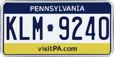 PA license plate KLM9240