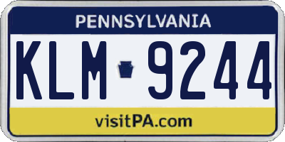 PA license plate KLM9244