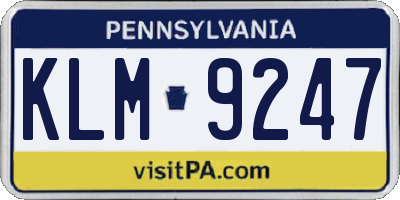 PA license plate KLM9247