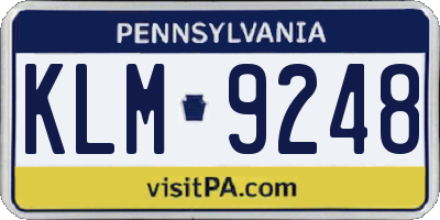 PA license plate KLM9248