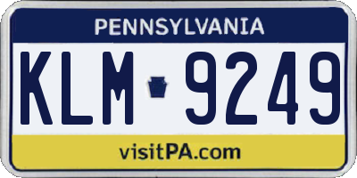 PA license plate KLM9249