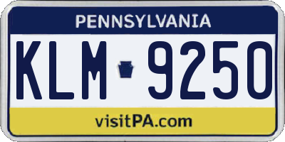 PA license plate KLM9250