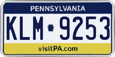 PA license plate KLM9253