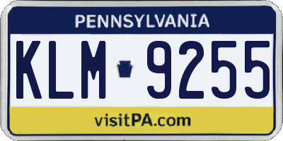 PA license plate KLM9255