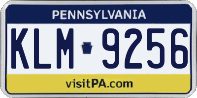 PA license plate KLM9256