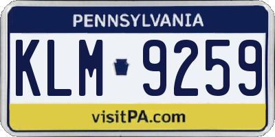 PA license plate KLM9259