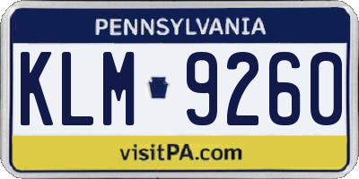 PA license plate KLM9260