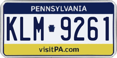 PA license plate KLM9261