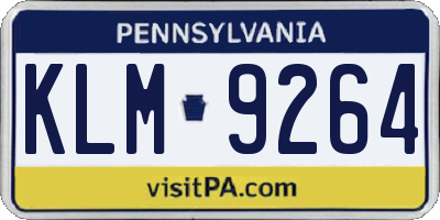 PA license plate KLM9264