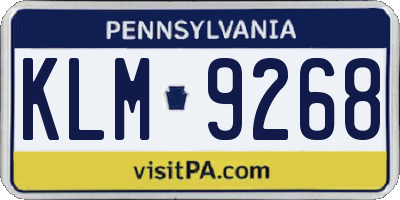 PA license plate KLM9268