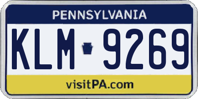 PA license plate KLM9269