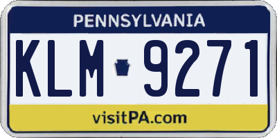 PA license plate KLM9271