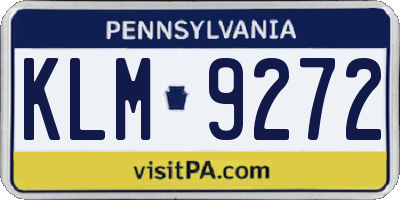 PA license plate KLM9272