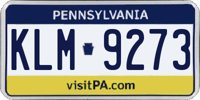 PA license plate KLM9273