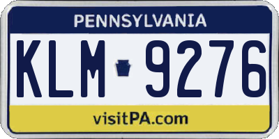 PA license plate KLM9276