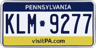 PA license plate KLM9277