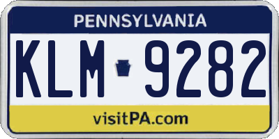 PA license plate KLM9282