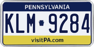 PA license plate KLM9284