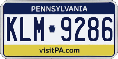 PA license plate KLM9286