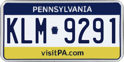 PA license plate KLM9291