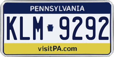 PA license plate KLM9292