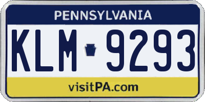 PA license plate KLM9293
