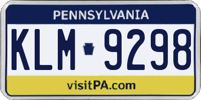 PA license plate KLM9298