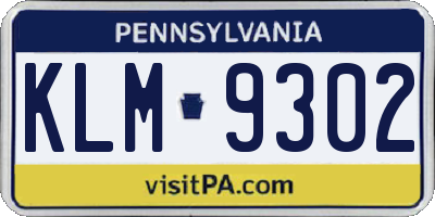 PA license plate KLM9302