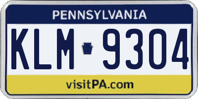 PA license plate KLM9304