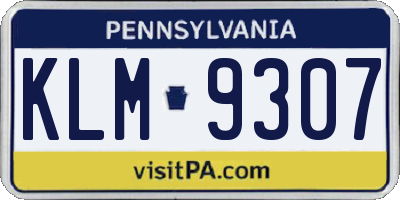 PA license plate KLM9307